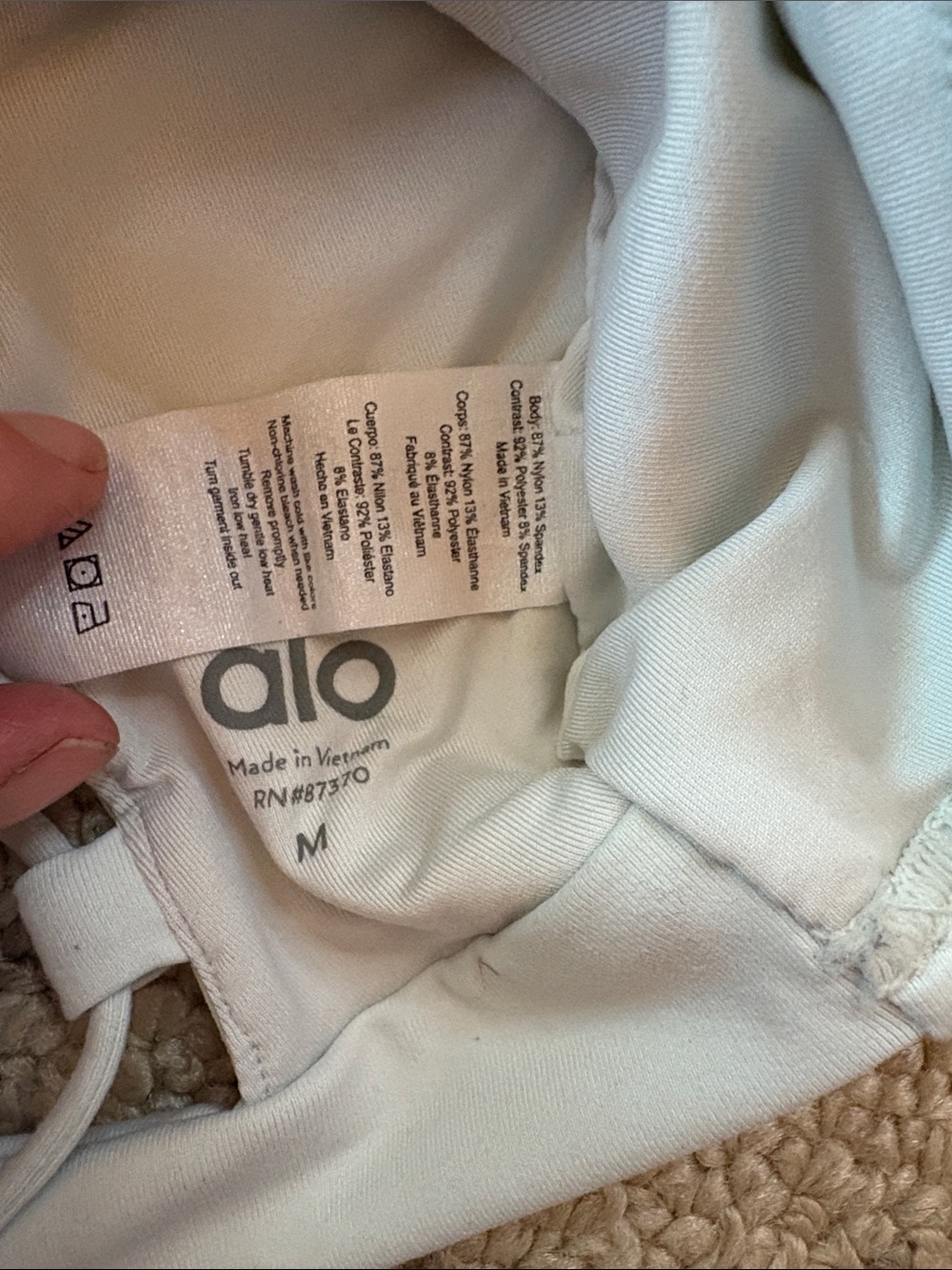 ALO Yoga/ White /mint Lace-Up Back Crop Tank med - Picture 3 of 3